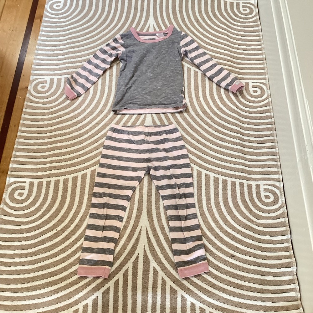 Coccoli pink + grey striped pajamas